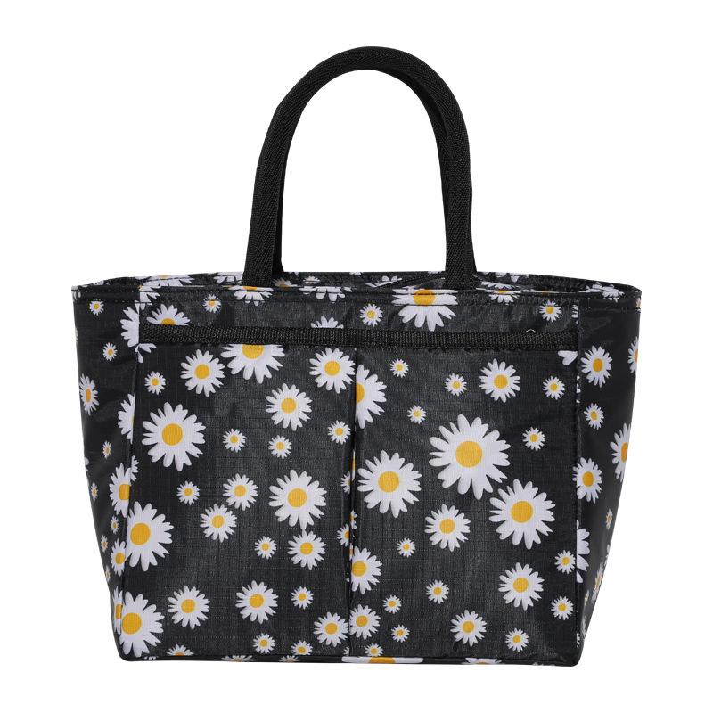 Daisy Printed Lunch Bag Thermal Insulation Large Capacity Handbag Cute Picnic Drinks Lunch Box Storage Bag Portable Lunch Pouch