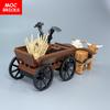 Set  MOC Bricks Cow Cattle Cart Oxen Town Farm House Assembled Building Blocks Accessories Children's Toys