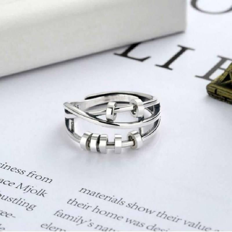 Ring Bead Silver Stress Relief Anxiety Transfer Bead Fashion Accessory Women
