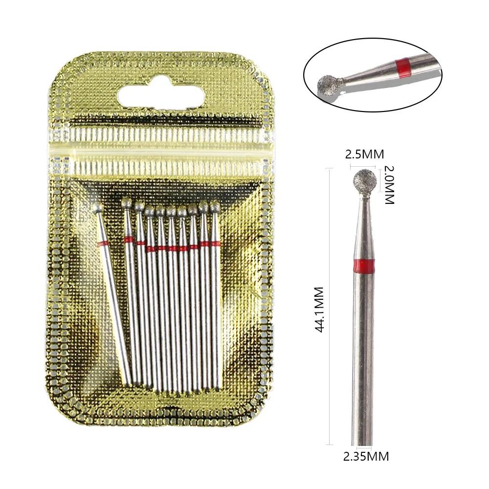 Set de burghie pentru unghii, freza cu diamant, 10 buc, accesoriu pentru manichiura, pedichiură, mașină electrică, perie pentru unghii, unelte pentru bavuri