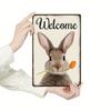 D Flat Welcome Metal Sign Vintage Rabbit Tin Plaque Wall Art Decor For Home Garden Bedroom Office Farm  X  Inches