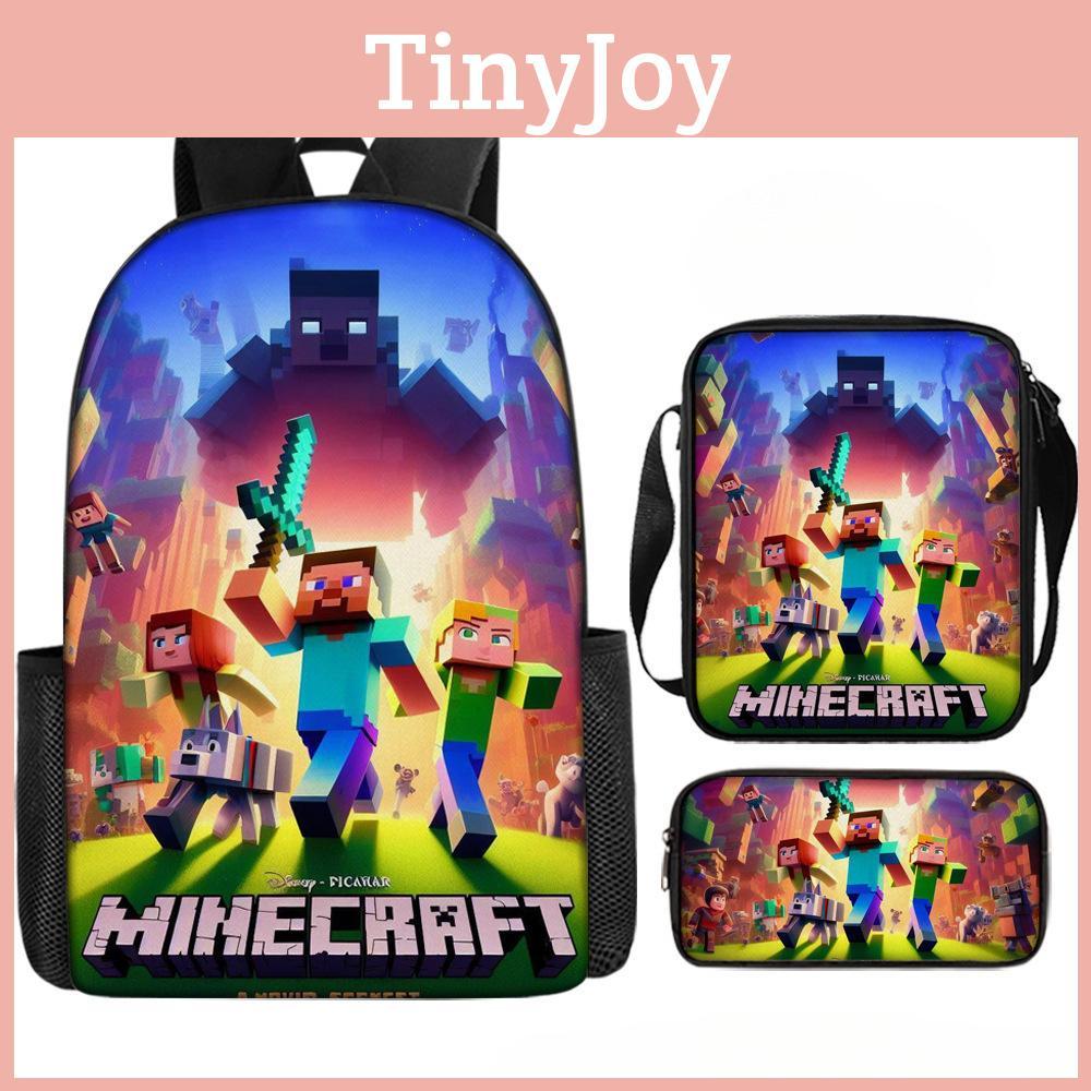 Minecraft Printed Cartoon Backpack Student Schoolbag Shoulder Bag Bag Pencil