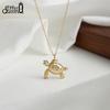 EFFIE QUEEN 925 Sterling Silber Lustiger Meeresschildkröte Anhänger Halskette Zirkonia Kreatives Geschenk für Frauen Schmuck Tier Halskette SN352