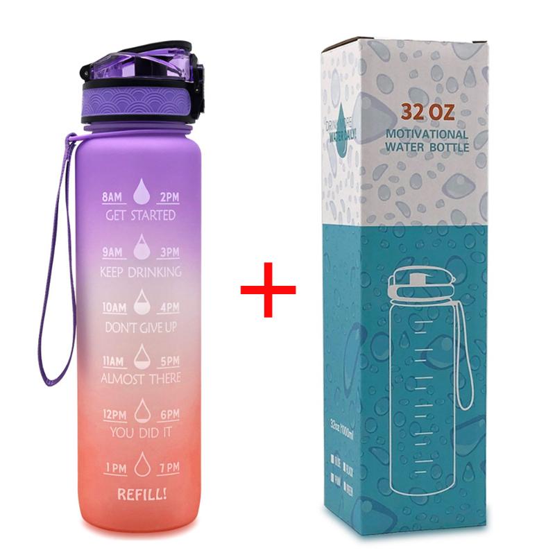 1L/500mL Plastic Kettle Tritan Material Matte Gradient Bounce Sports Water Bottle Space Cup Travel Cup