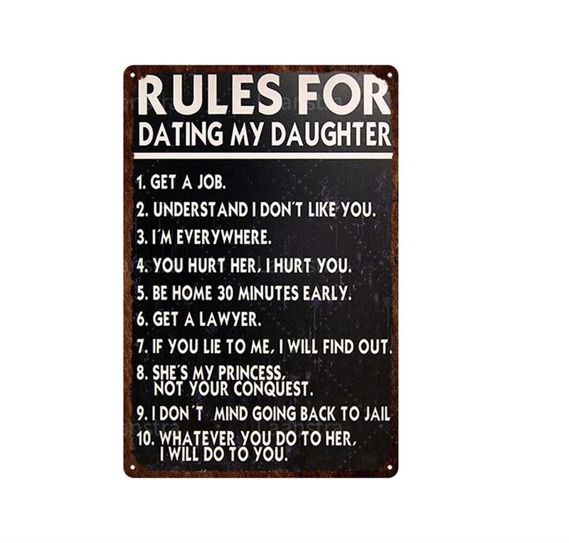 Clear Family Rules Vintage Tin Painting Inspirational Sentence Metal Signs Plaque Wall Decor Poster Home Decoration Accessories