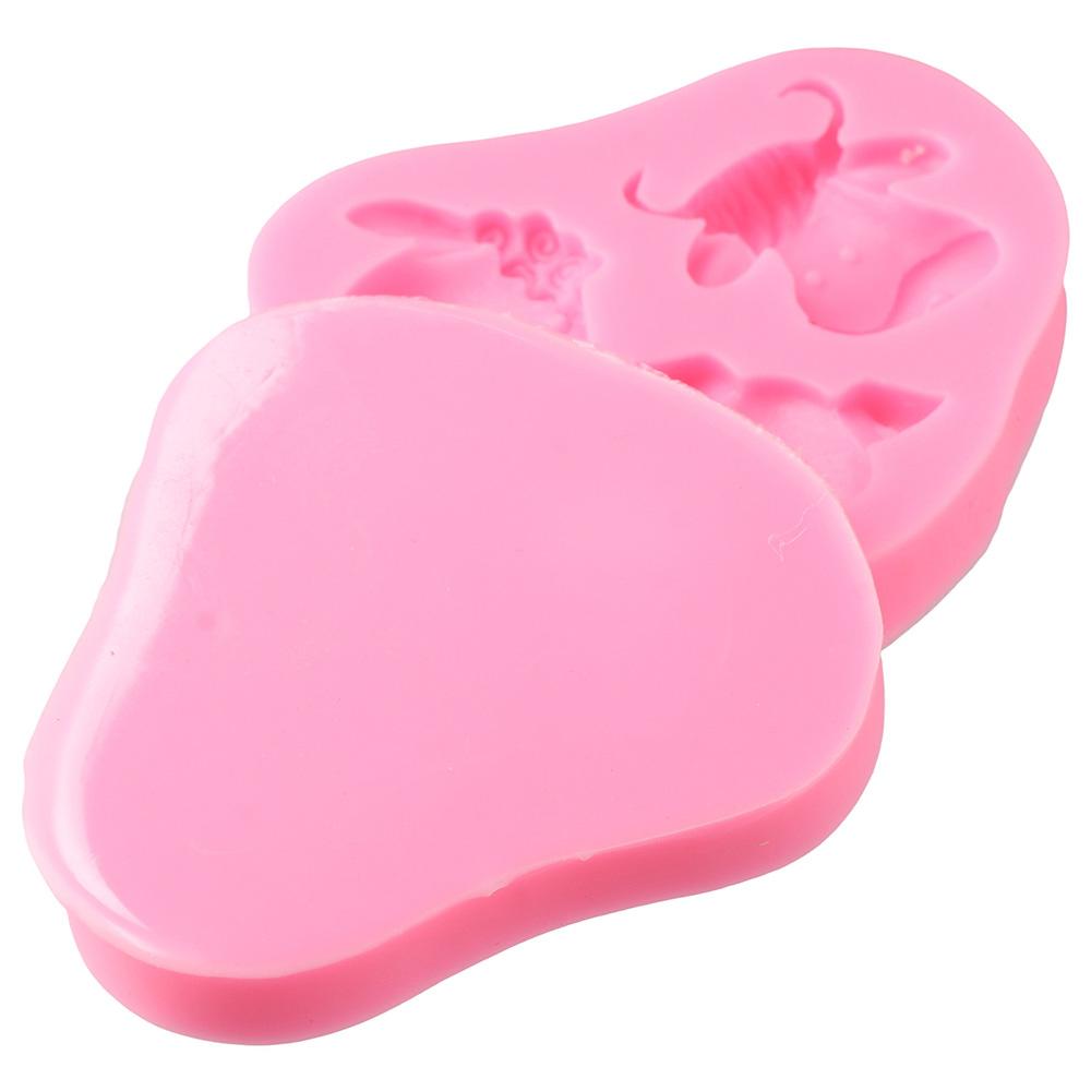 2pcs Cow Animals Head Fondant Molds Sheep Candle Mold Present Cake Making Mold  for Cookies