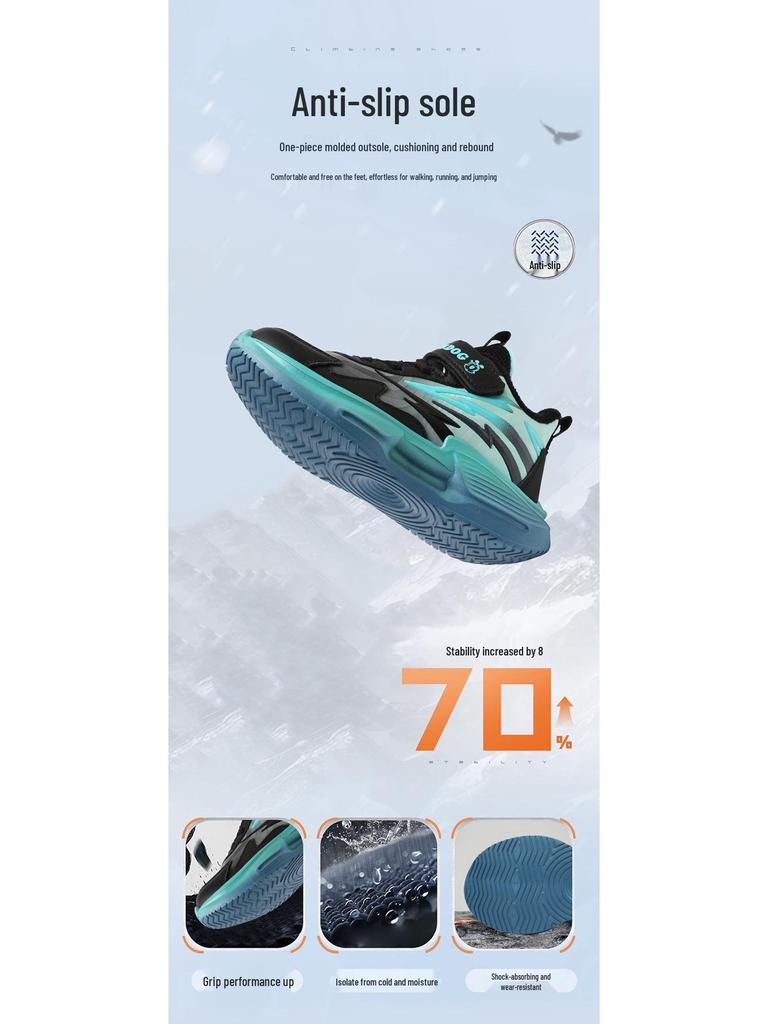 Babudou Boys' Winter Velvet-Lined Waterproof Running Shoes - Lightweight, Non-Slip, Warm Two-Layer Cotton Design.