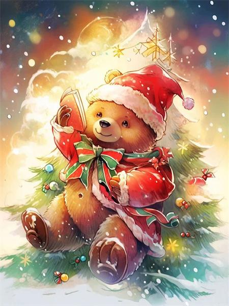 Diamond Painting Kit Bear Animal Home Decor Full Square Round Embroidery Mosaic Winter Christmas Handmade Gift