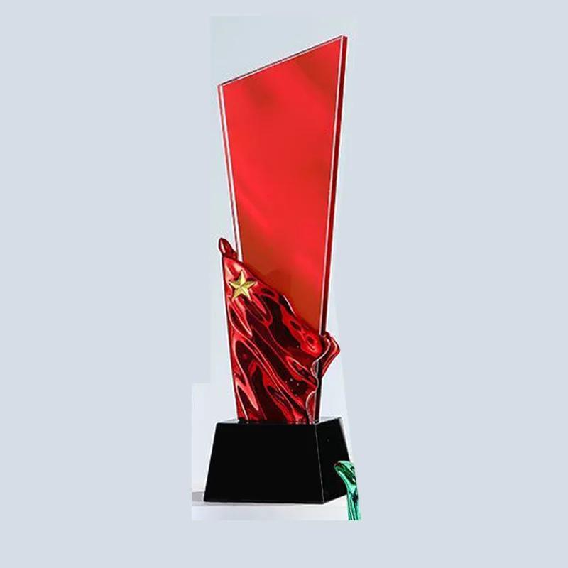 Customized Crystal Trophy with Pentagram Resin, Annual Meeting Souvenirs, Home Decoration, Color Printing Trophy High-grade, 1Pc