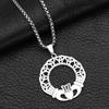 Stainless Steel Irish Celtic Knot Pendant Necklace for Women Men Amulet Jewelry Gift
