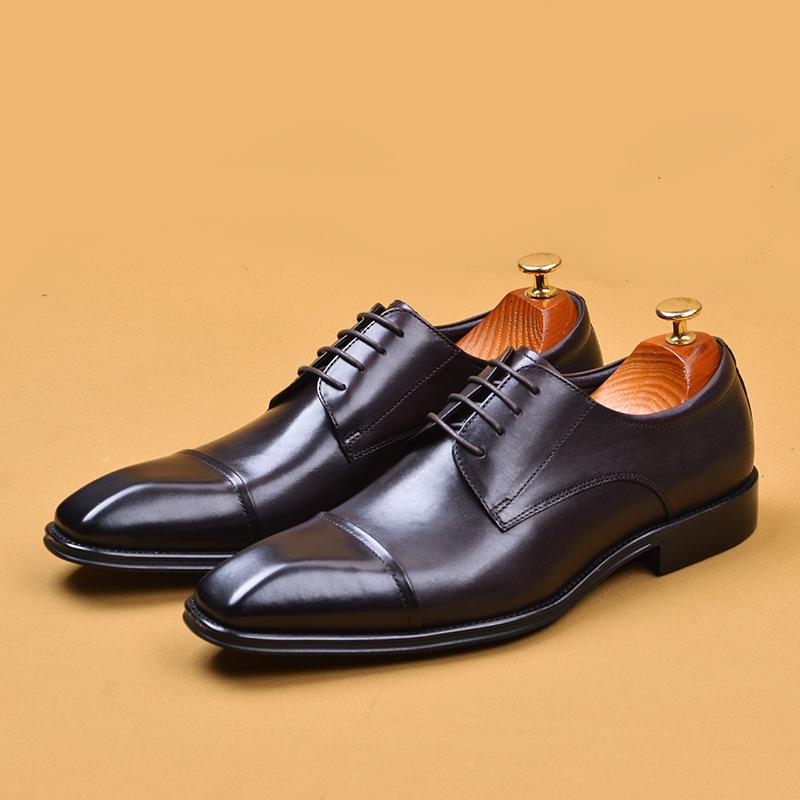 Brand Designer Men Dress Shoes Genuine Leather Lace Up Men's Shoe For Suit Black Office Party Formal Man Wedding Shoes