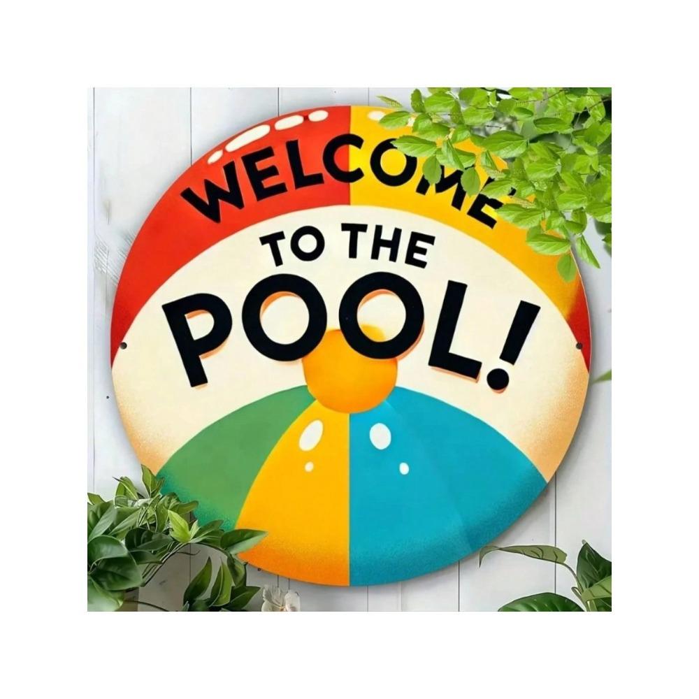 Vintage Metal Pool Sign Wall Art Garden Decor