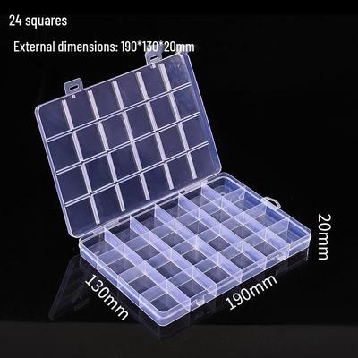 24-Compartment Clear Plastic Storage Box for Nail Art, Rhinestones, Beads, and Jewelry Accessories