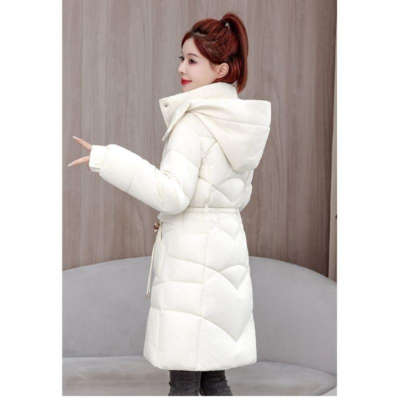 Winter Fashion Women Down Cotton Coat Slim Fit Thickened Long Padded Jacket Warm Outwear