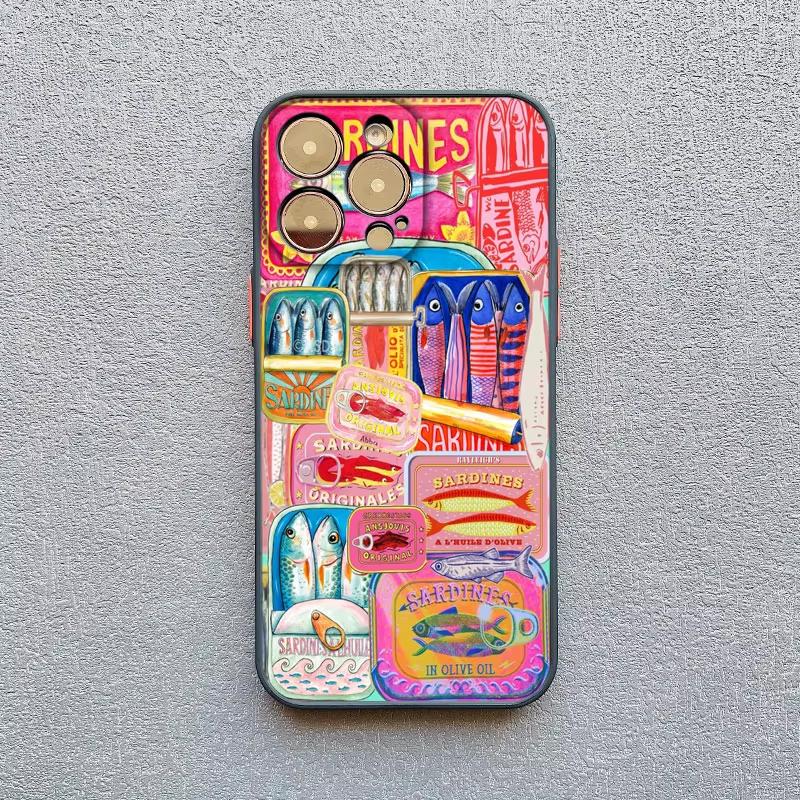 Sardines Fish Art Phone Case For iPhone 17 Pro Max 16 Plus 15 14 13 Mini 12 11 XS XR 17Air Shockproof Cover