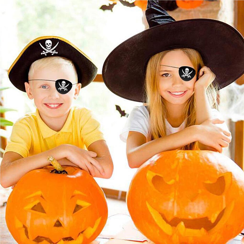1 Set Pirate Eye Patch Felt One Eye Skeleton Elements Costume Matching Supply Blinder Blindfold Toy for Household Kindergarten