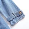 Women Loose Double Breasted Belted Denim Trench Coat