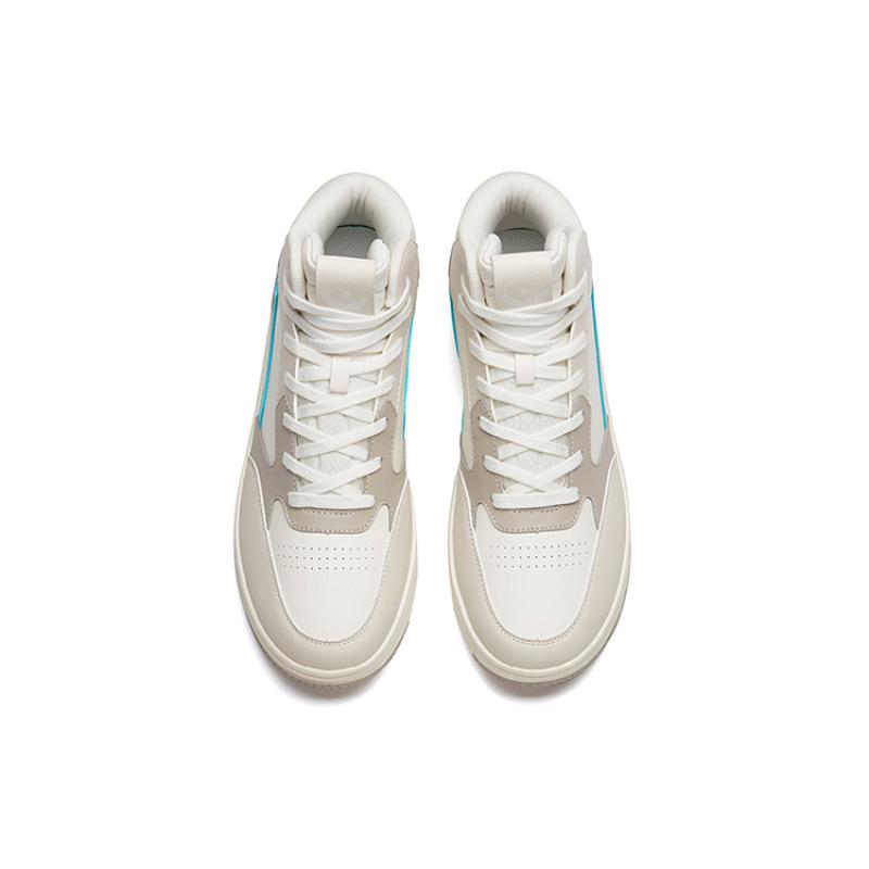 Anta Wear-Resistant High-Top Skateboard Shoes Men's White Gray Sneakers 912238013-4