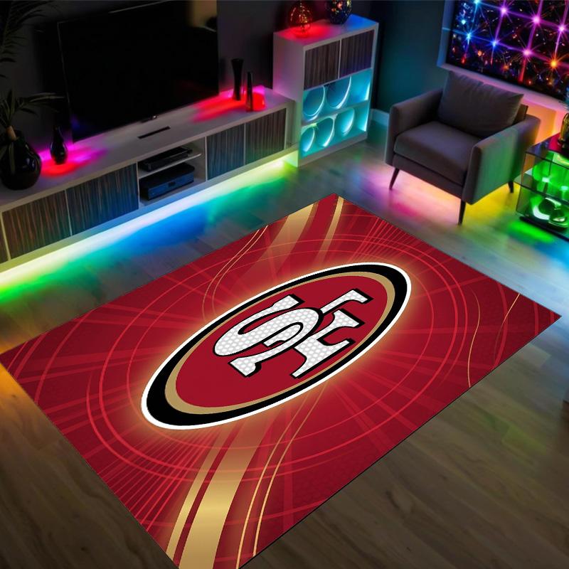 San Francisco 49ers Design Kristall Samt Teppich Gemütlich Nicht?Rutschfester Teppich mit Aufdruck für Schlafzimmer Wohnzimmer Eingang