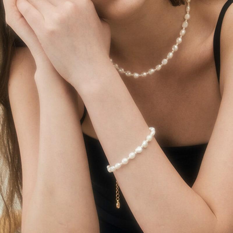 RAWFINED Wave Deux Freshwater Pearl Bracelet