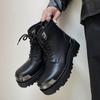 Fashion Men Harajuku Korean Man High Top Leather Couple Shoes Streetwear Fashion Casual Thick Platform Metal Leather Wedding Men Shoes