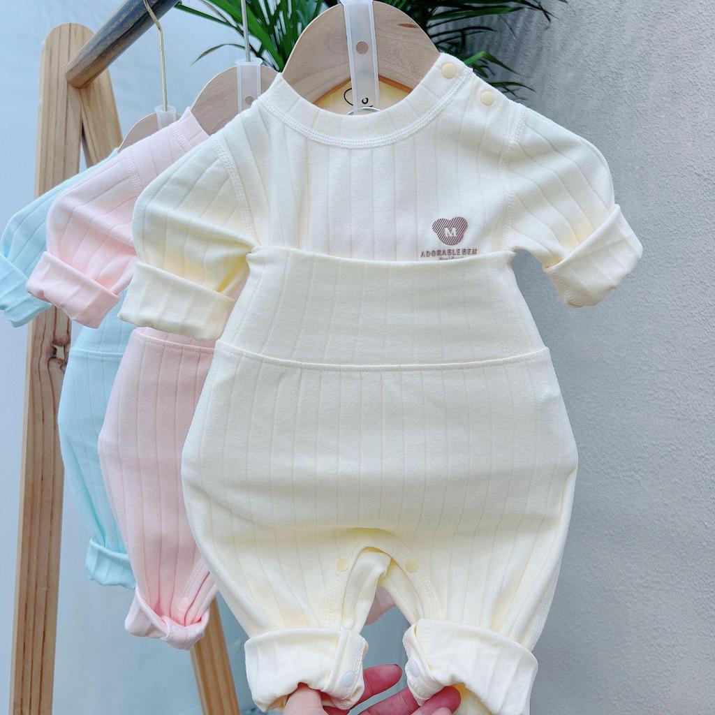 Premium High-Elasticity Cotton Newborn Autumn Pants with Shoulder Opening - Baby Autumn/Winter Clothing