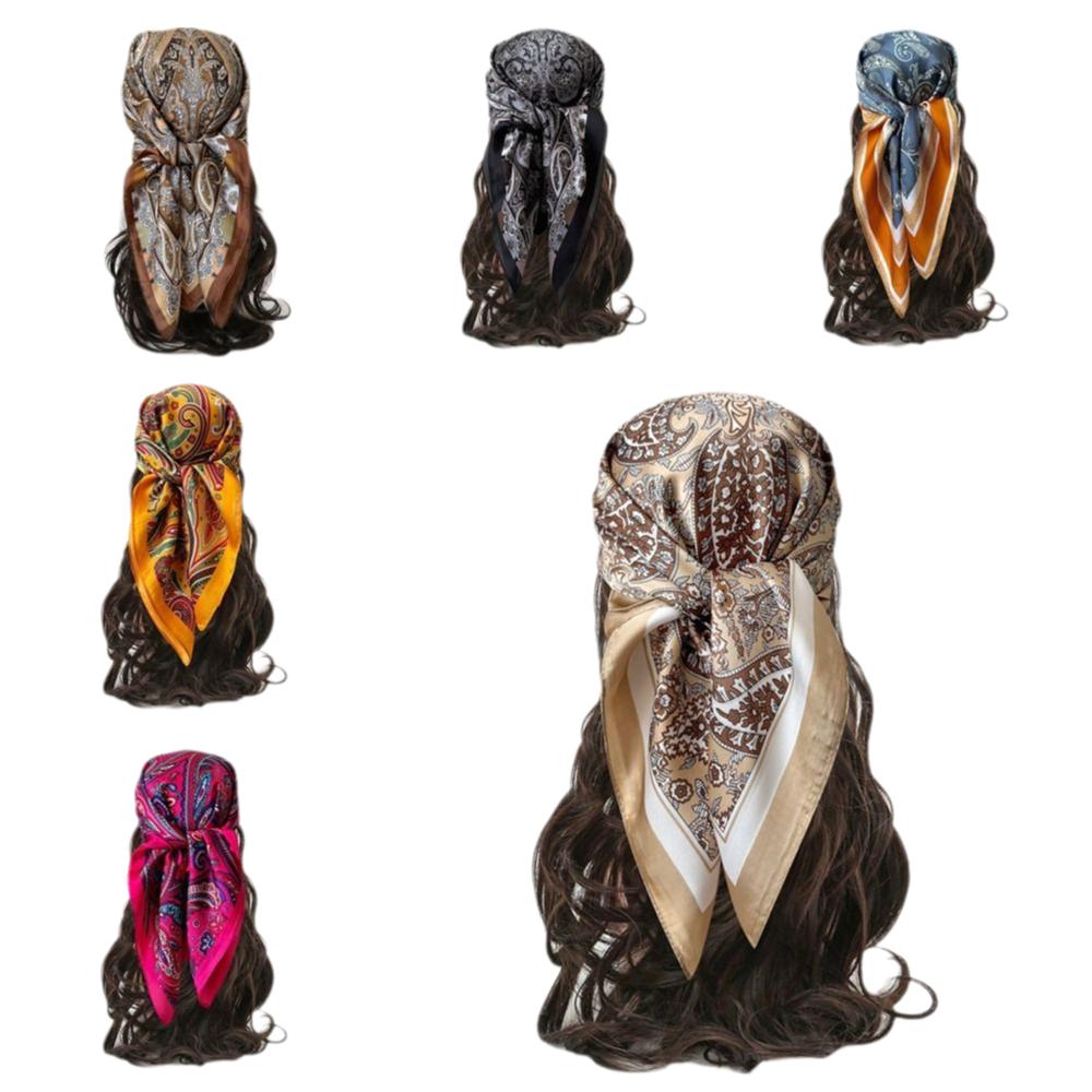 Luxury Print Imitation Silk Square Scarf Thin Hair Scarf Headband New Neck Tie Shawl Wraps  Women