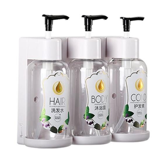 Luxury Plastic Wall Mounted Hanging Liquid Hotel Soap Dispenser Shower Gel and Conditioner Shampoo Bottle With Lotion Pump