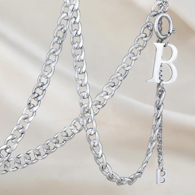 Stylish Titanium Steel Letter B Necklace For Women Trendy Hip Hop Jewelry 51cm To 80cm