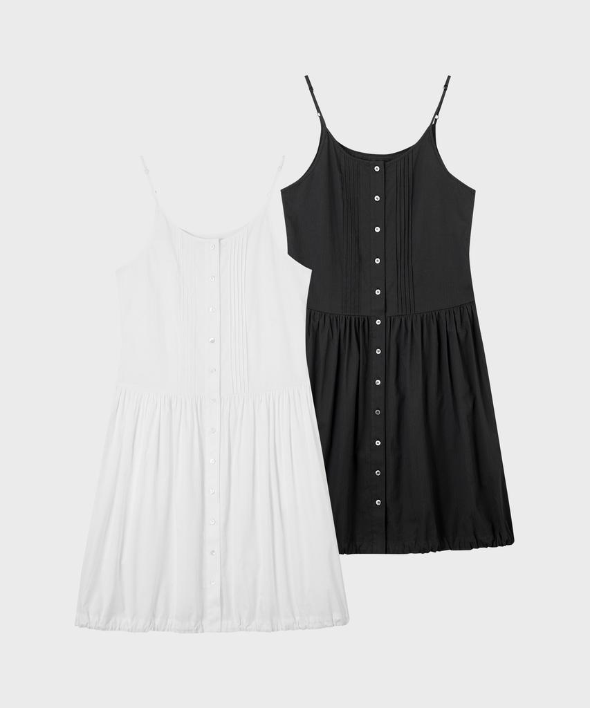Plack Woman Pintuck Shirred Dress 2 Colors
