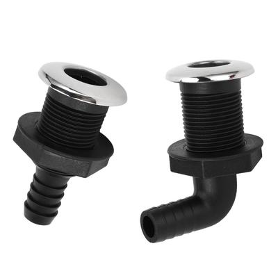 3/4inch 20mm Boat Thru Hull Fittings Hose Nylon Through Hull Connector Twist Adjust for Boat Transoms Fish Wells Ice Chest Yacht