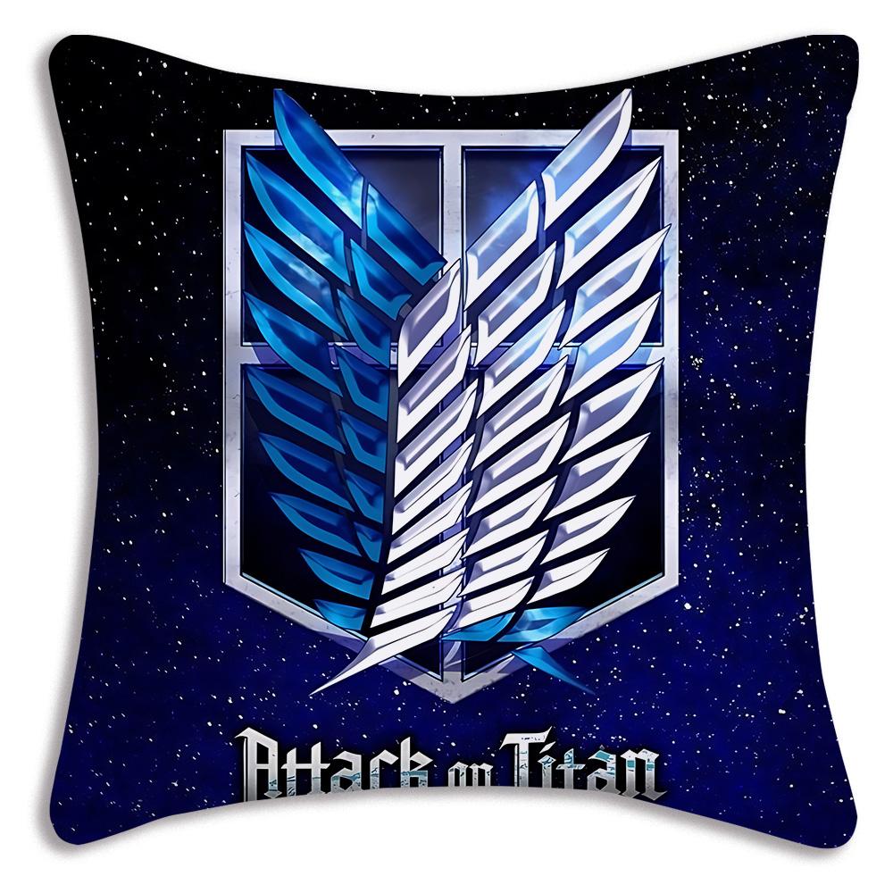 Anime Attacks on Titan Pillow Covers Cartoon Sofa Decorative Home Double-sided Printing Short Plush Cute Cushion Cover