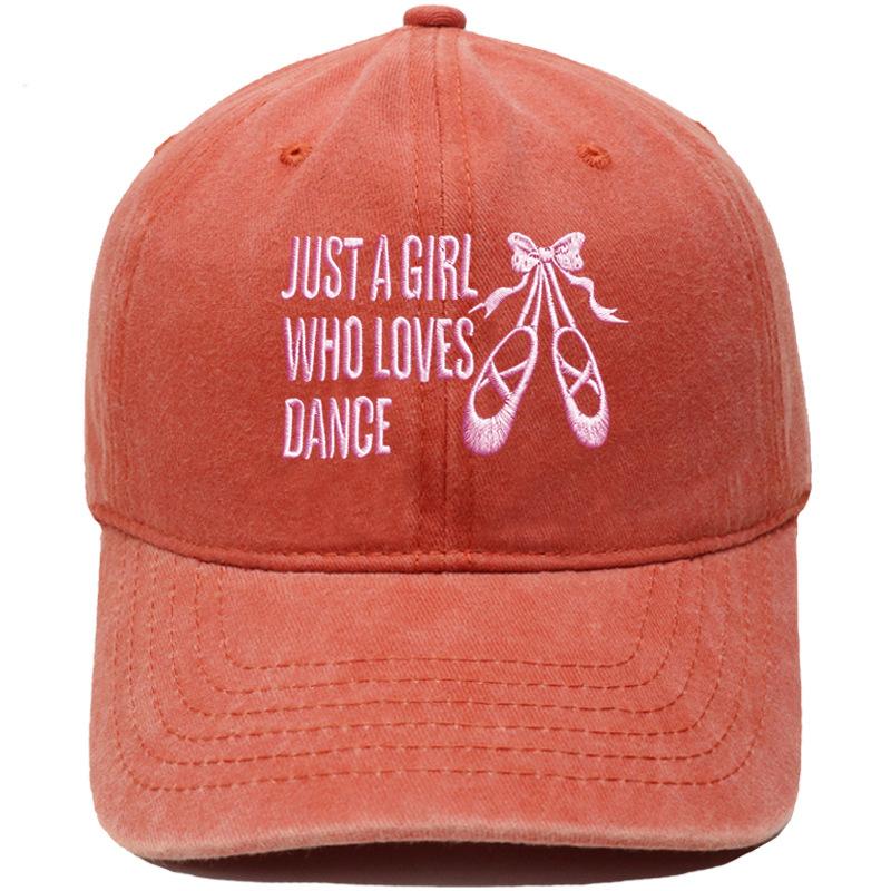 Bow Dance Shoes Letter Embroidery Baseball Cap Washed Retro Dad Hat Men's and Women's Casual Versatile Sun Hat