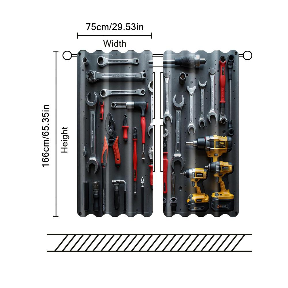 2 Pcs, Filtering Curtains (Excluding Rods, Non-Movable, Without Batteries) Workshop Toolsbackgroundsuitable For Use In Bedrooms