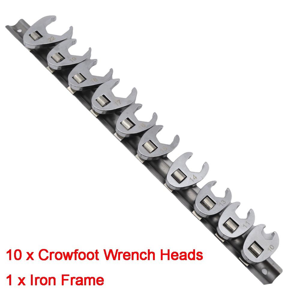 10pcs/Set Open End Crowfoot Wrench Set Chrome Finish Open End Wrench Set  Plumbing Maintenance 10pcs