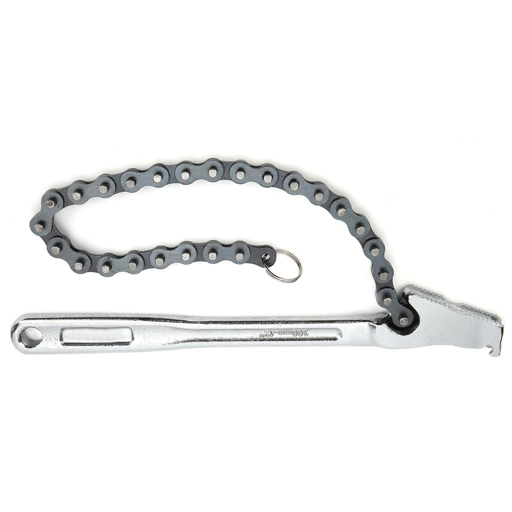 Chain Wrench High Hardness Surface Polished ChromePlated Chrome Vanadium Steel Hand Tool(12in )