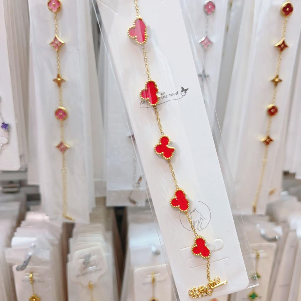 Double-sided Five-flower Four-leaf Clover Bracelet Titanium Steel Does Not Fade Light Luxury High-end Jewelry