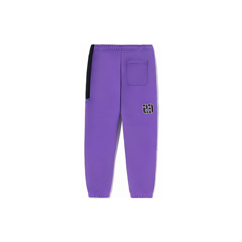 Li-Ning Professional Basketball Series Color-Block Fleece-Lined Warm-Up Pants Men Bottoms Ultraviolet AKLRG07-2