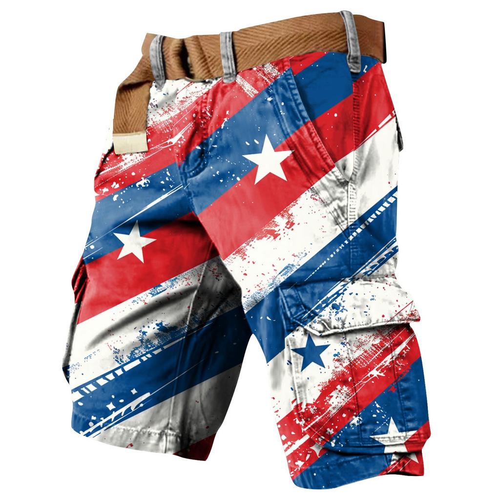 Herren Unabhängigkeitstag Bedruckte Mehrfach-Taschen Workwear Shorts