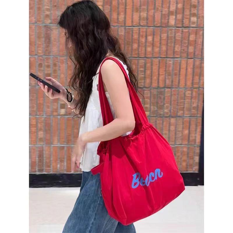 Korean-Style Canvas Tote: 2024 Large-Capacity, Single-Shoulder Drawstring Bag