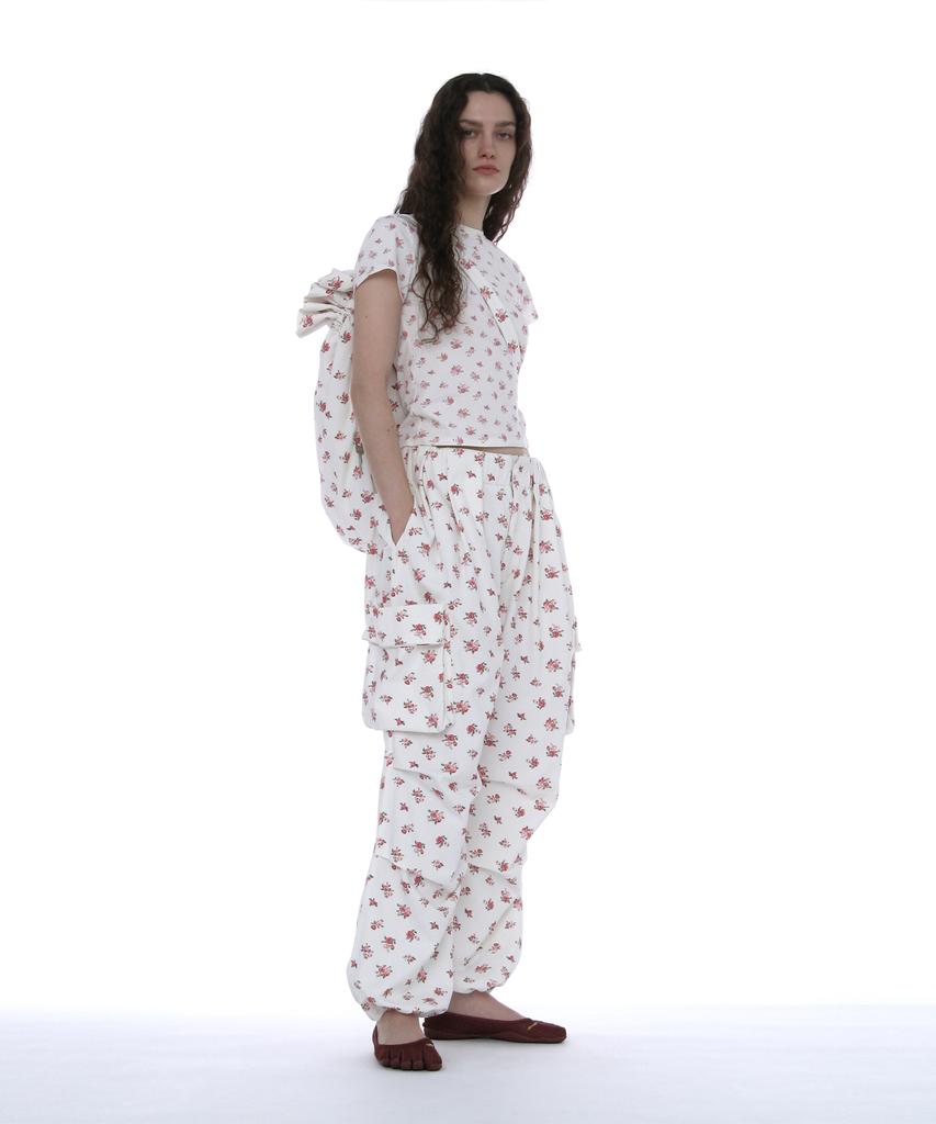 Partimento Women Washed Keyring Sling Bag_White Floral