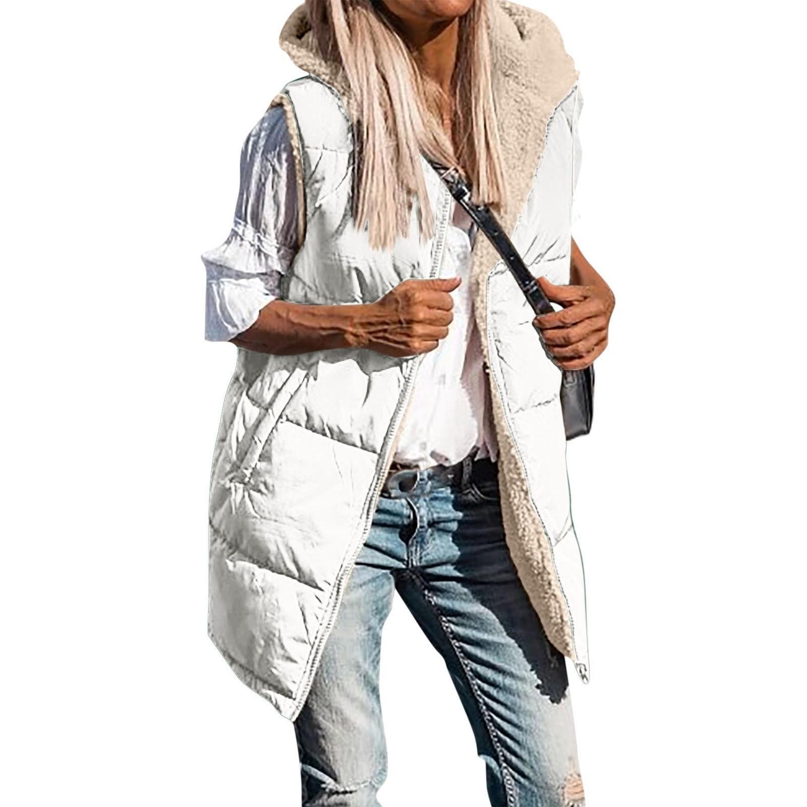 

Женская осенне-зимняя повседневная модная однотонная куртка с капюшоном XXXXL белый