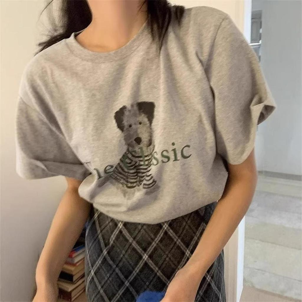 Trendy European-Style Women's White Oversized Short-Sleeve T-Shirt, American Retro High-Street Summer Fashion