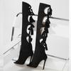 Fashion Eilyken Designer Hollow Thin High Heels Women Knee-High Boots Street Style Zipper Shoes Sexy Party Prom Zapatos De Muje