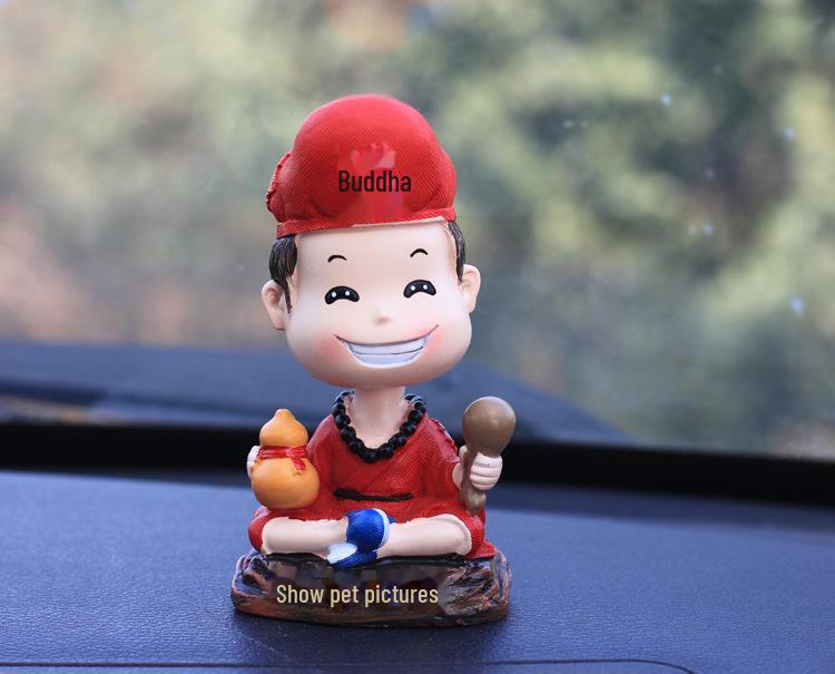 Cute Resin Jigong Monk Shaking Head Car & Home Decoration