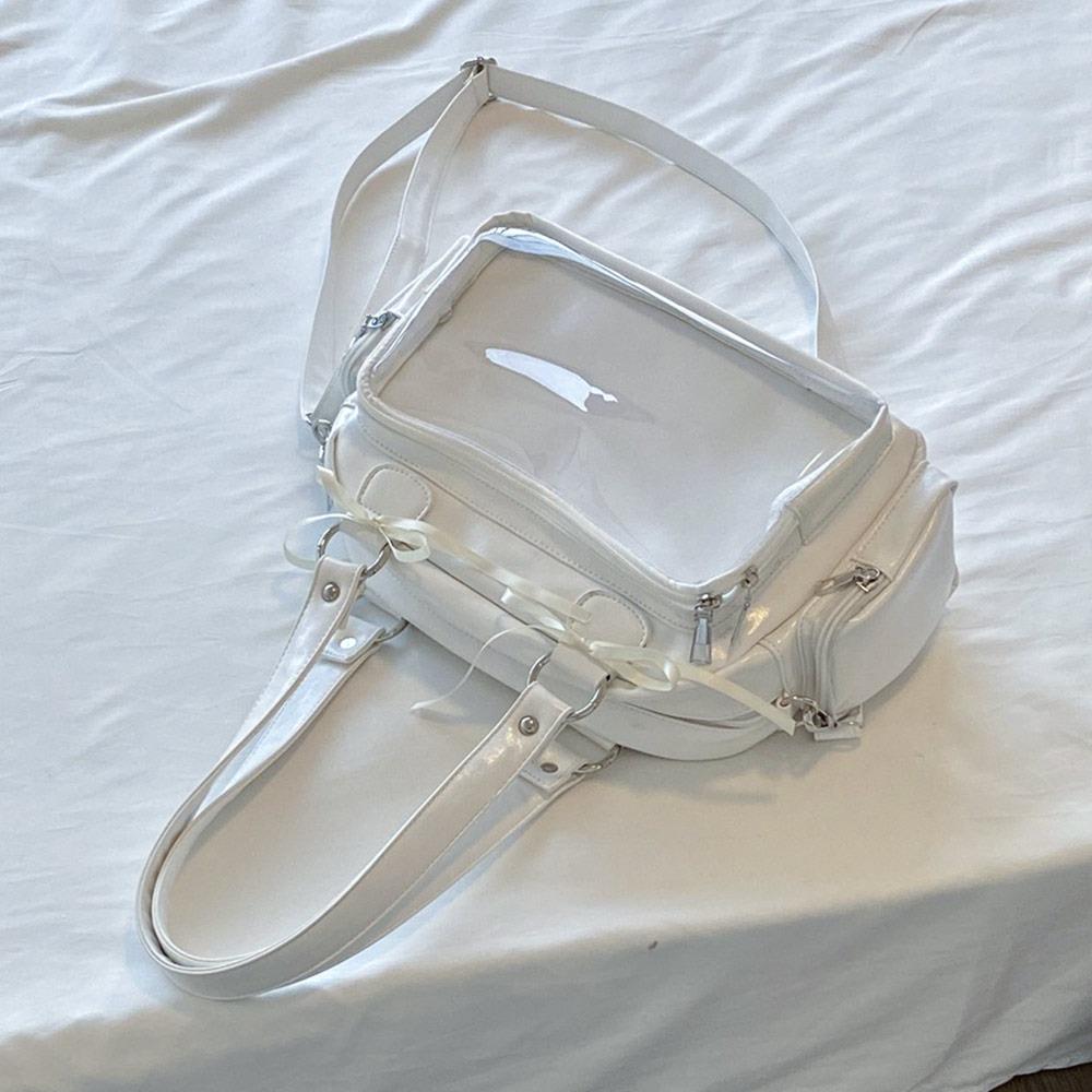 

Creative Large Capacity Ita Bags Japanese Uniform PU Tote Bag JK Y2K Lolita Shoulder Bag Travel Crossbody Bag білий