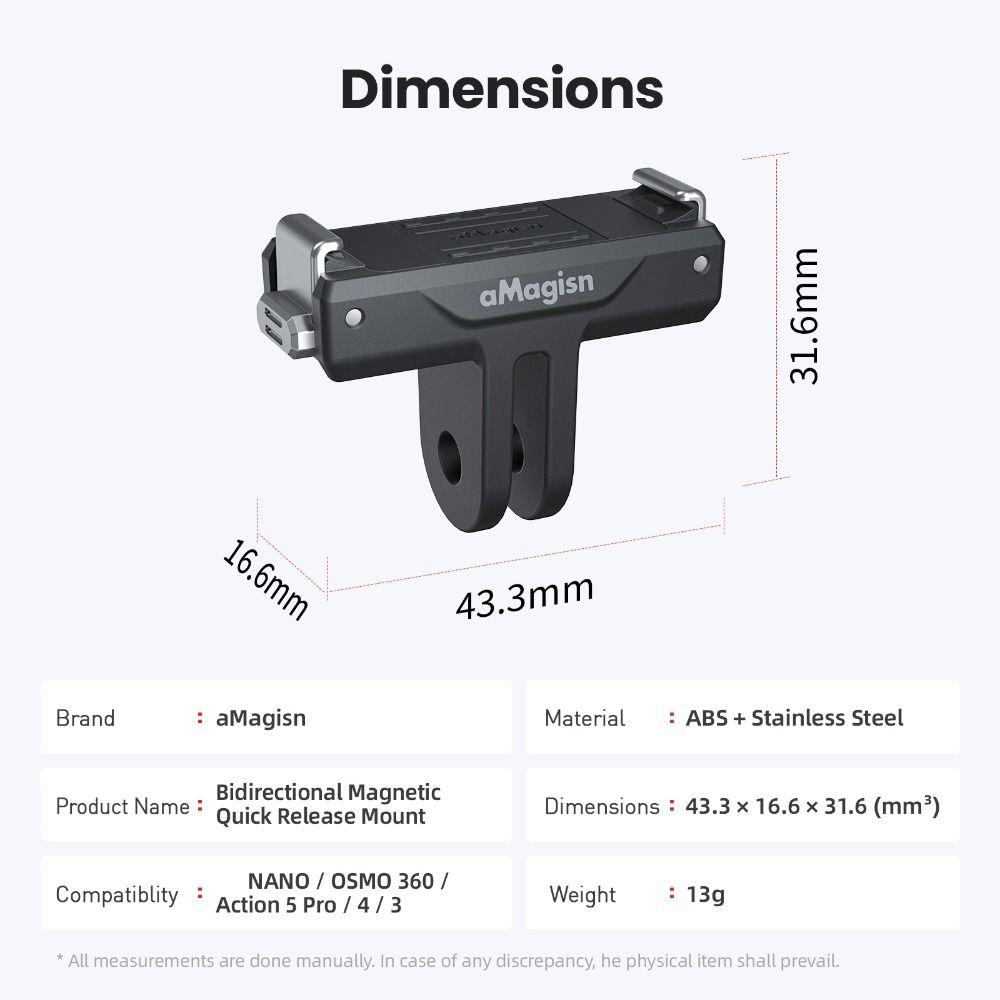 Adaptor magnetic cu eliberare rapidă pentru DJI Osmo Nano/Osmo 360/Action 5Pro 4 3