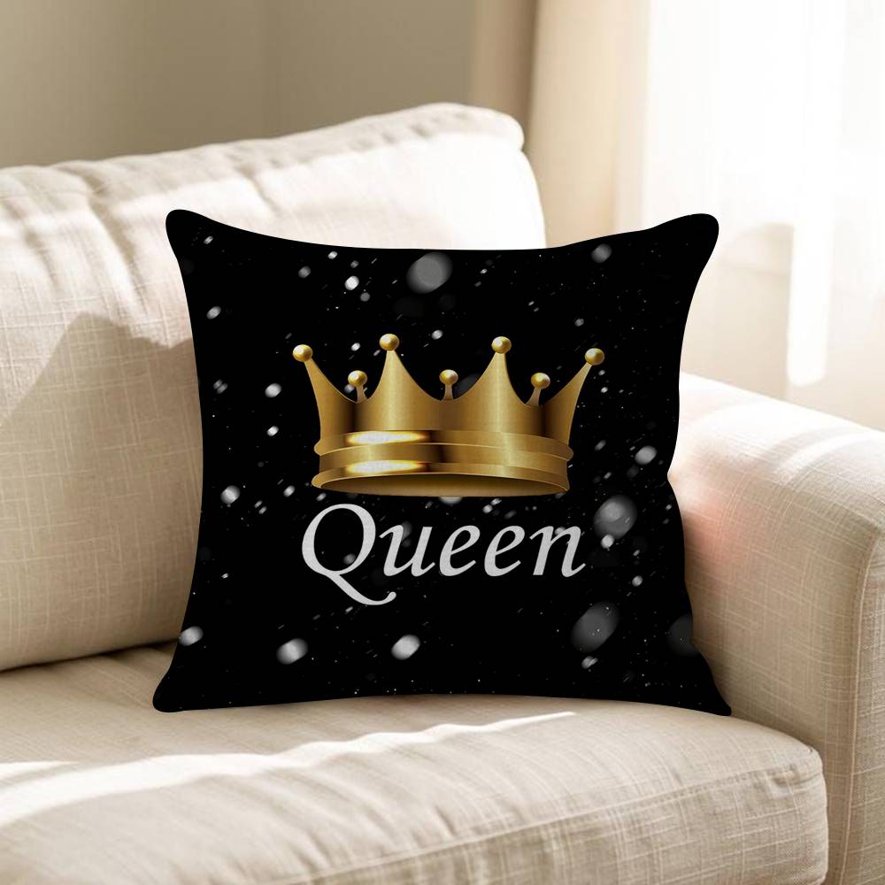 Cuscino Personalizzato Corona Re Regina Lettera Copertura Antipolvere Camera da Letto Bambini Festa Decorazione Federa Compleanno Regalo Bambini