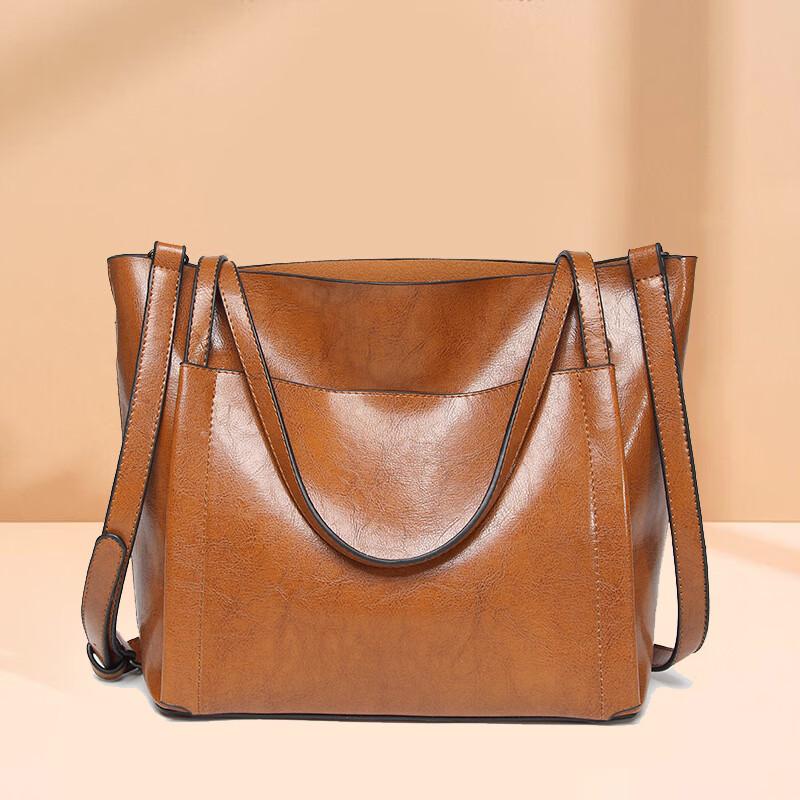Xiaoyan Women's Vintage Oil Wax Leather Tote Bag