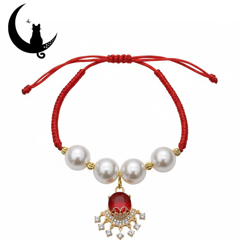 

Ruby Pet Collar with Cat Pendant – Anti-Lost Tag for Small Dogs & Cats